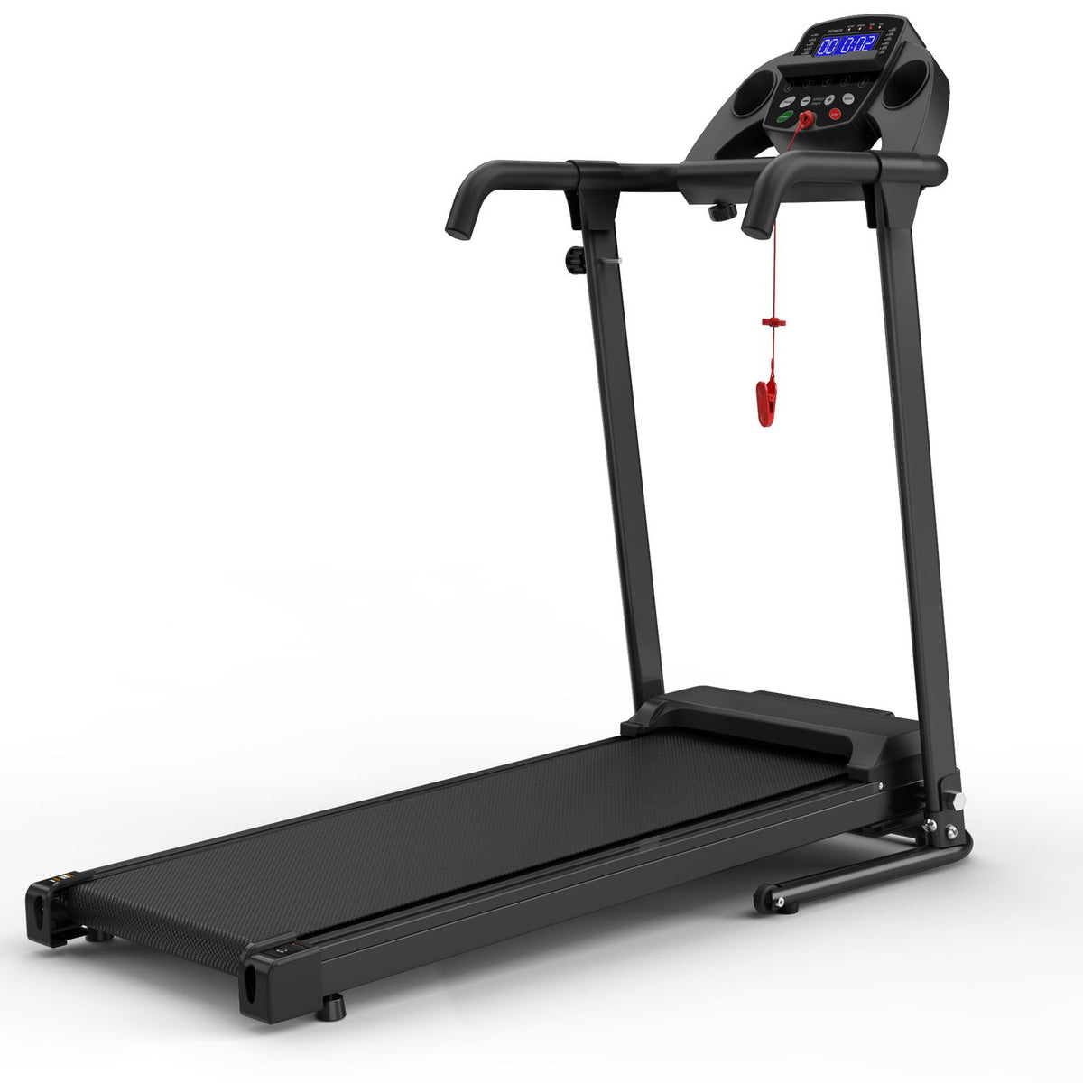 Cinta de correr portátil de 2.5 Hp con manijas, control por aplicación y pantalla LED - Negro
