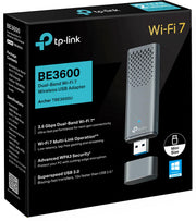 TP-Link - Archer TBE3600U Dual-Band BE3600 3.6 Gbps Wi-Fi 7 Wireless Ultra-Fast USB 3.0 Adapter with Advanced WPA3 Security - Gray