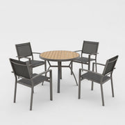 Set de comedor de 5 piezas para patio, mesa y sillas para uso en exteriores - Gris