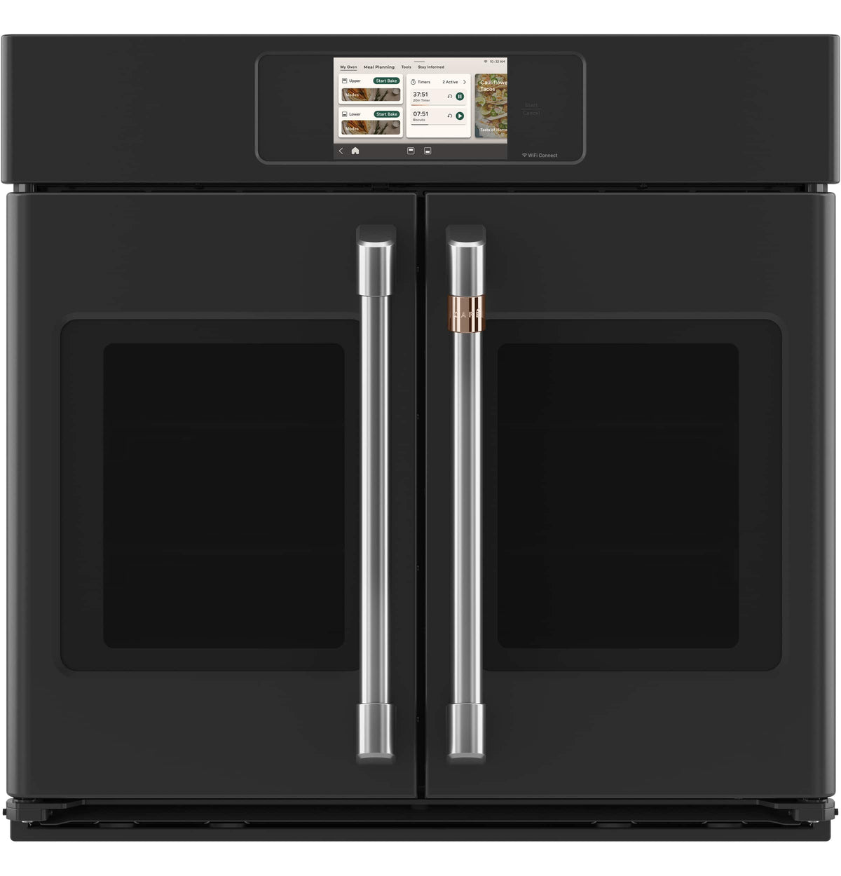 Café - 30" Smart Built-In Single Electric Convection French-Door Wall Oven with Air Fry and Precision Cooking Modes - Matte Black