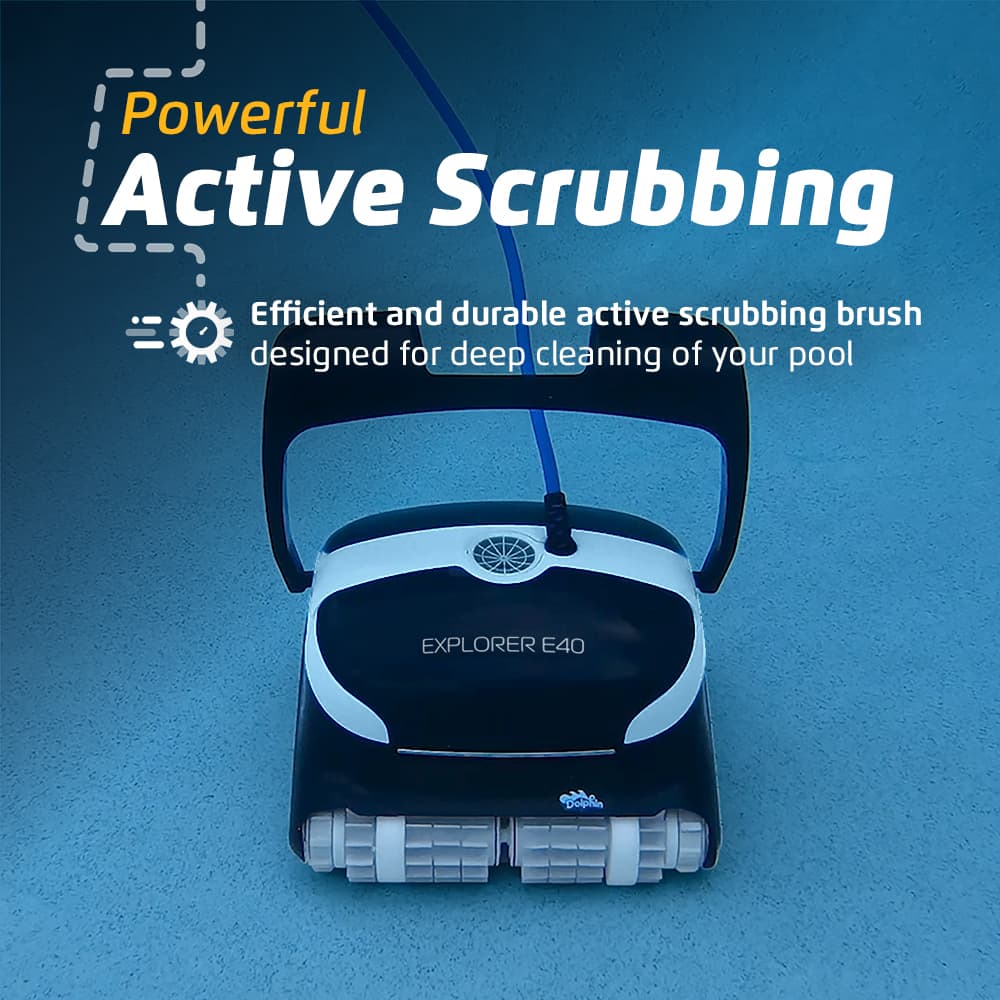 Dolphin - Explorer E40 Automatic Robotic Pool Vacuum Cleaner with Wi-Fi, Wall Climbing Capability, Waterline Scrubber Brush - Wi-Fi Connectivity