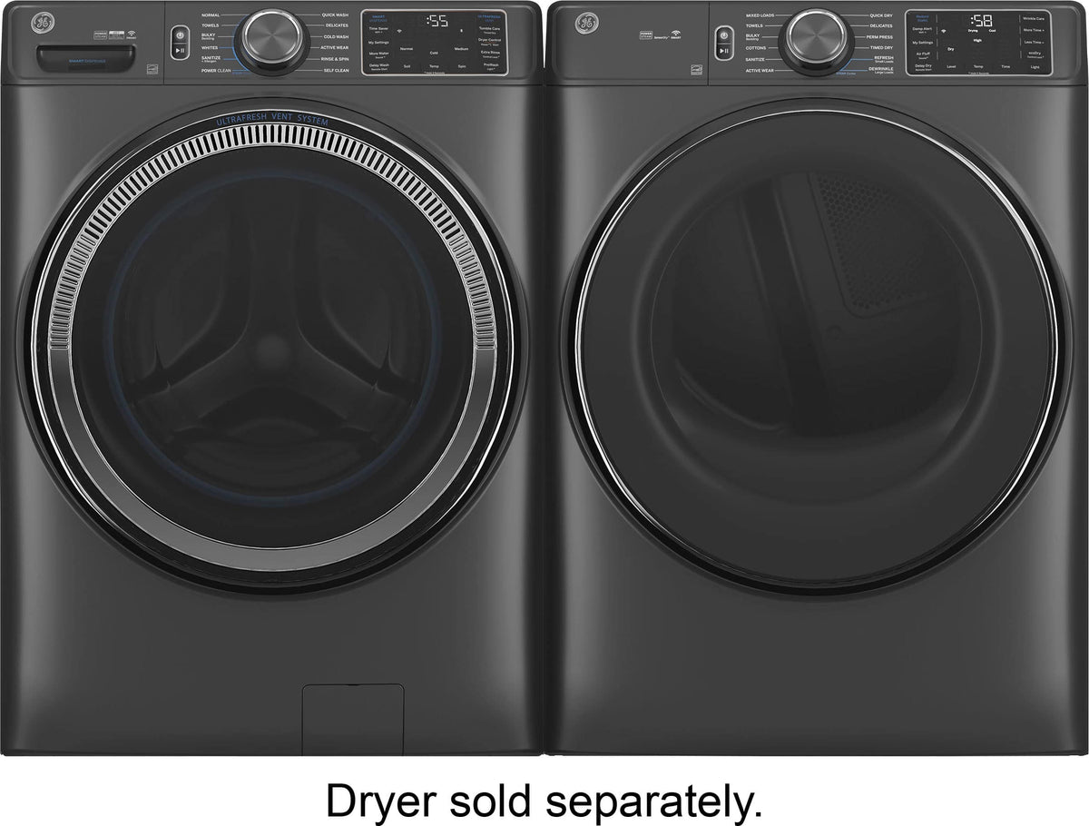 GE - 5.0 Cu. Ft. Stackable Smart Front Load Washer with Steam, SmartDispense and Odorblock Ultra Fresh Vent System - Carbon Graphite