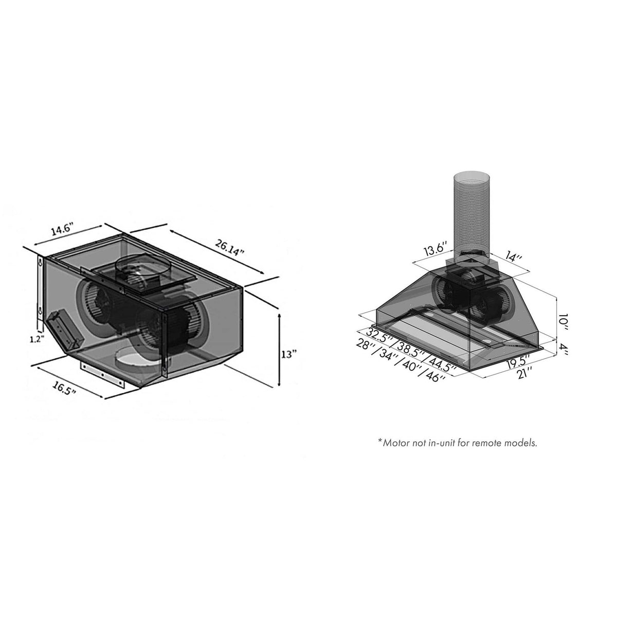 ZLINE - 34 inches - Externally Vented - Range Hood Insert - Stainless Steel