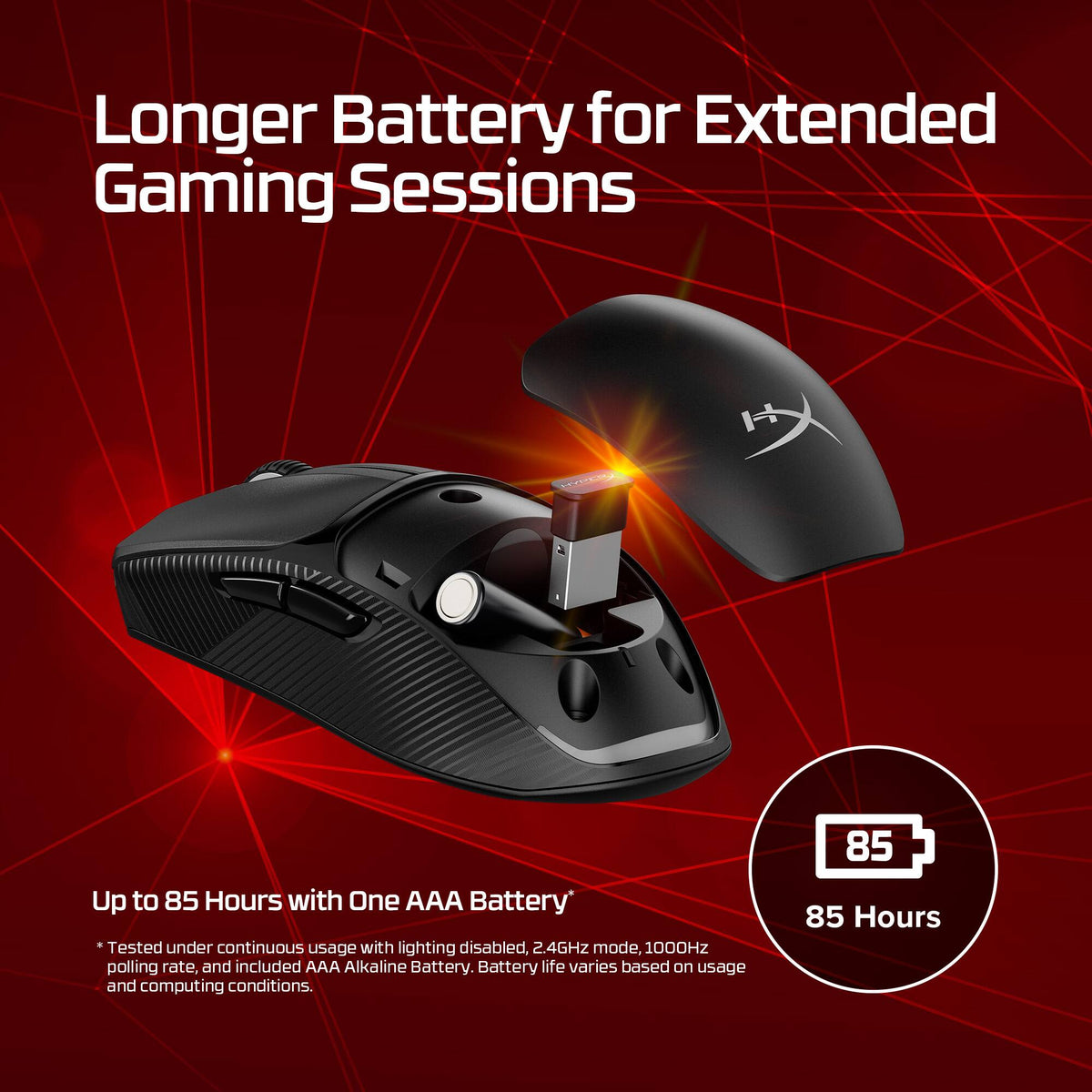 HyperX - Pulsefire Fuse Lightweight Wireless Optical Gaming Mouse with RGB Lighting - Wireless - Black