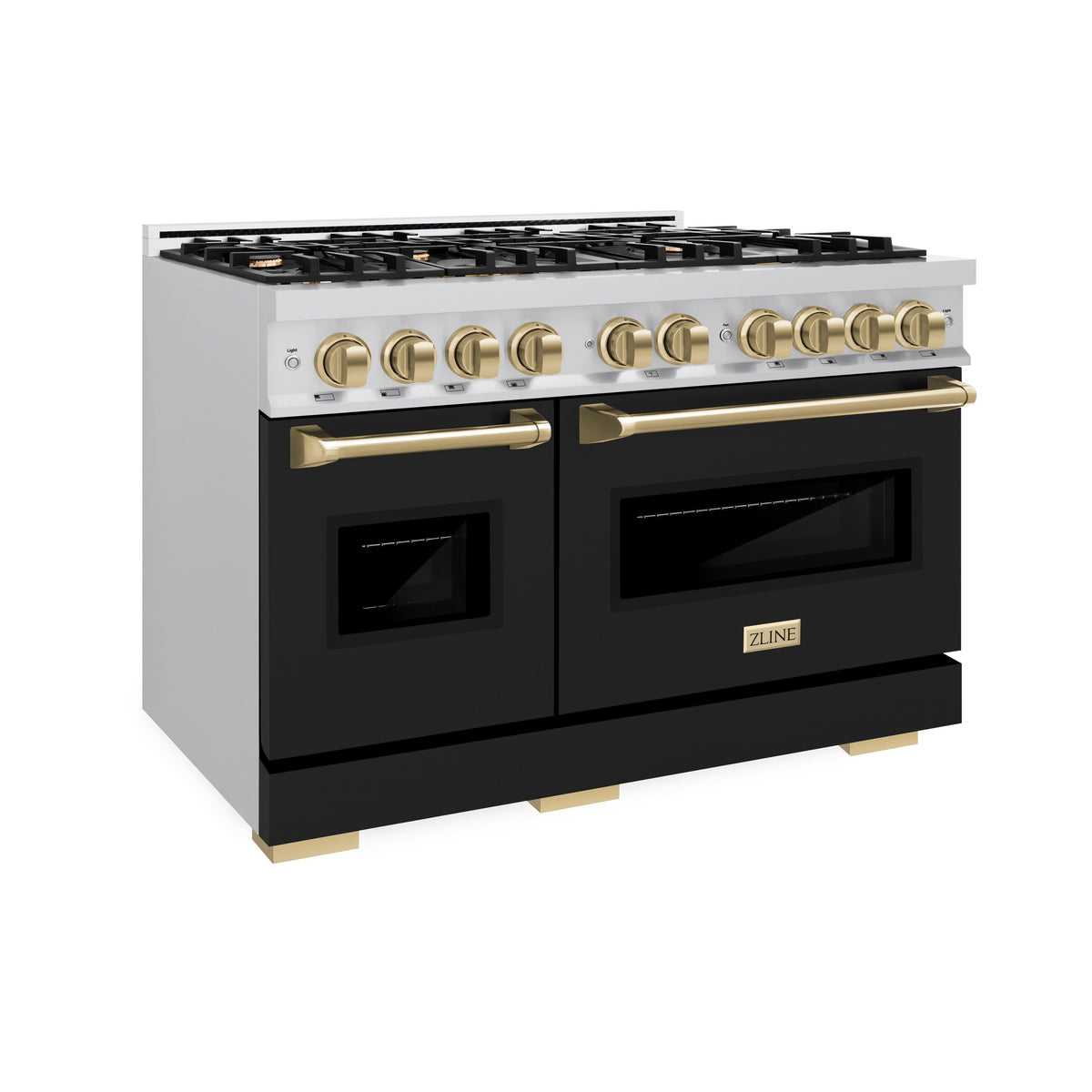 ZLINE - 48 in. Wide 8 Burner Autograph 6.7 cu. ft. Freestanding Classic Double Oven Dual Fuel Range w/ Black & Bronze Accents - Black Matte