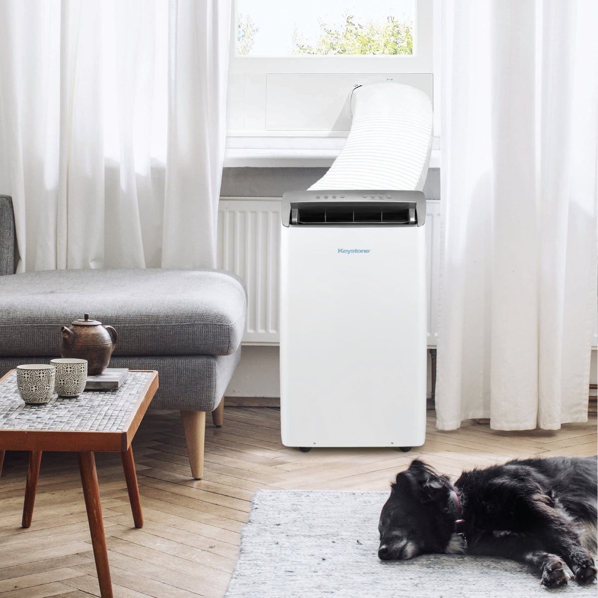 Keystone - 14,000 BTU ASHRAE/12,000 BTU DOE Portable Inverter Air Conditioner with Remote Control - White