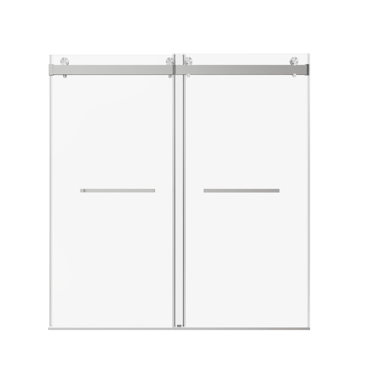 Frameless Double Sliding Soft-Close Shower Door, 3 / 8" (10Mm) Thick SGCC Tempered Glass Door, Matte