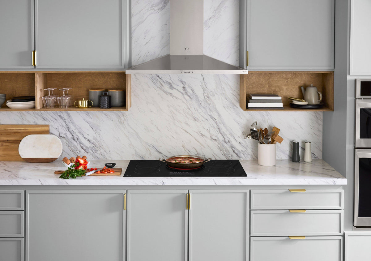 LG - 36-in Wide Built-In Electric Smart Cooktop with 5 Elements, Backlit SmoothTouch Glass Controls and 3.6kW Triple Element - Black