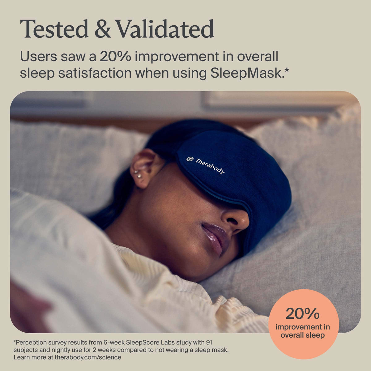 Therabody - SleepMask - Ultra-Comfortable 100% Blackout Eye Mask With Gentle Massaging Vibration - Blue
