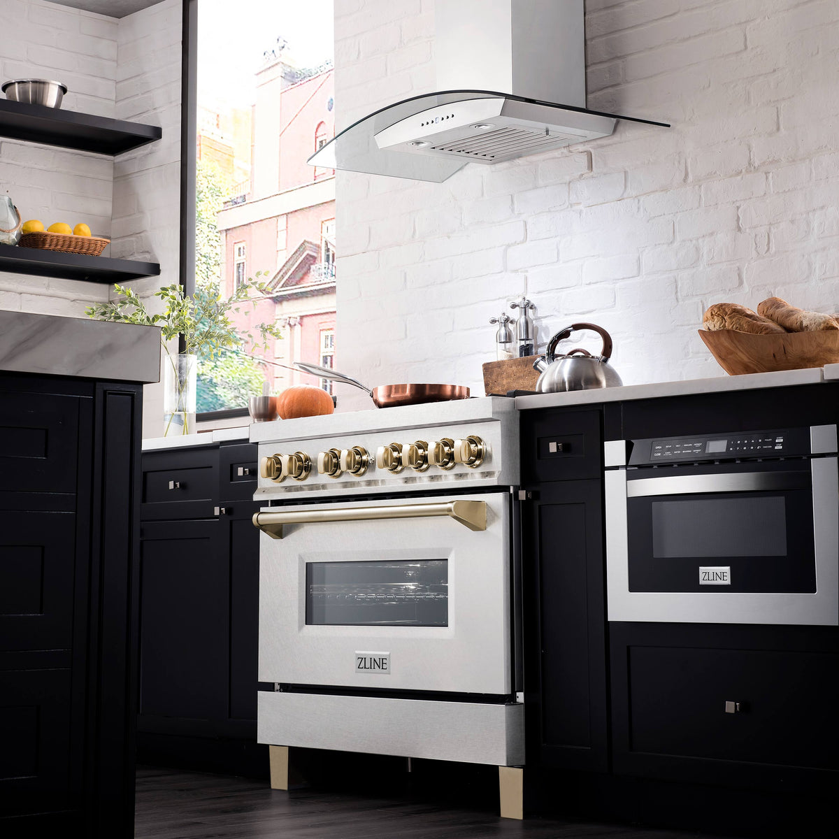 36 in. Wide 6 Burner ZLINE Autograph Legacy Dual Fuel Range in Satin Steel & Gold Accents (RASZ-SN-36-G) - Stainless Steel