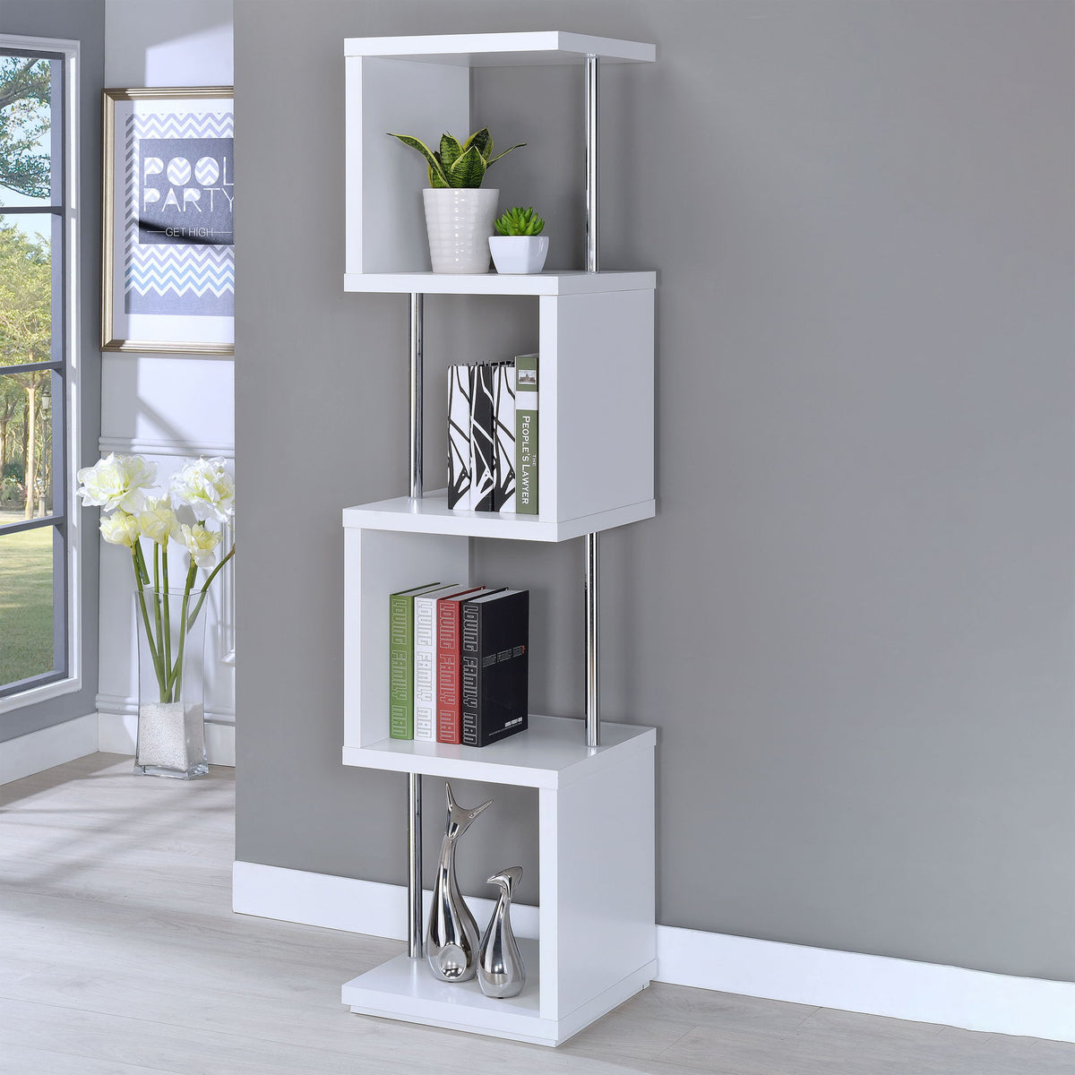 4 Tier Bookcase With Accents