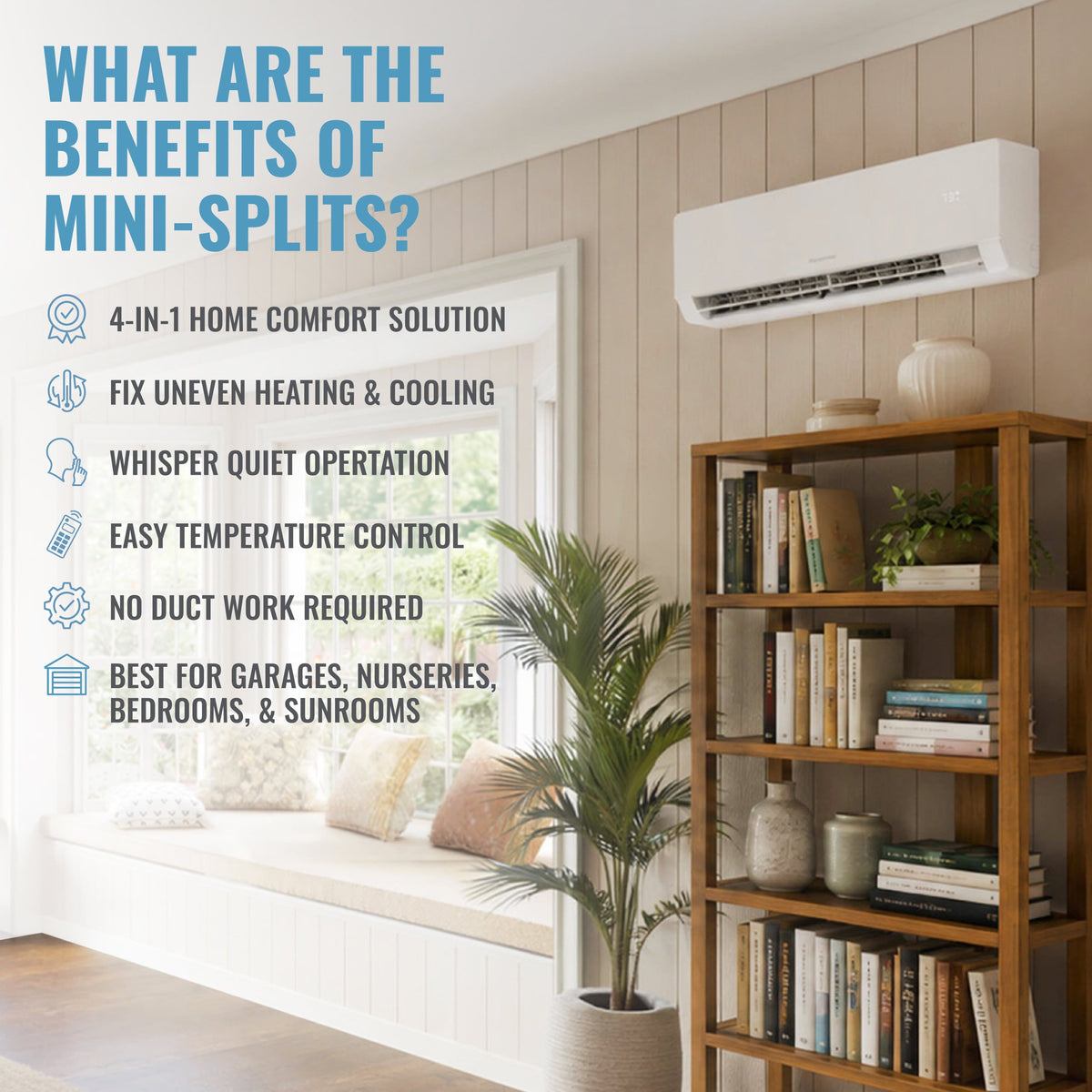 Keystone - Core 115V 400 Sq. Ft. 9,000 BTU Smart Mini Split Air Conditioner 10,000 BTU Heater - White