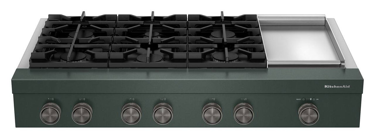KitchenAid 48-inch 6-Burner Gas Commercial-Style Rangetop with Griddle - Juniper
