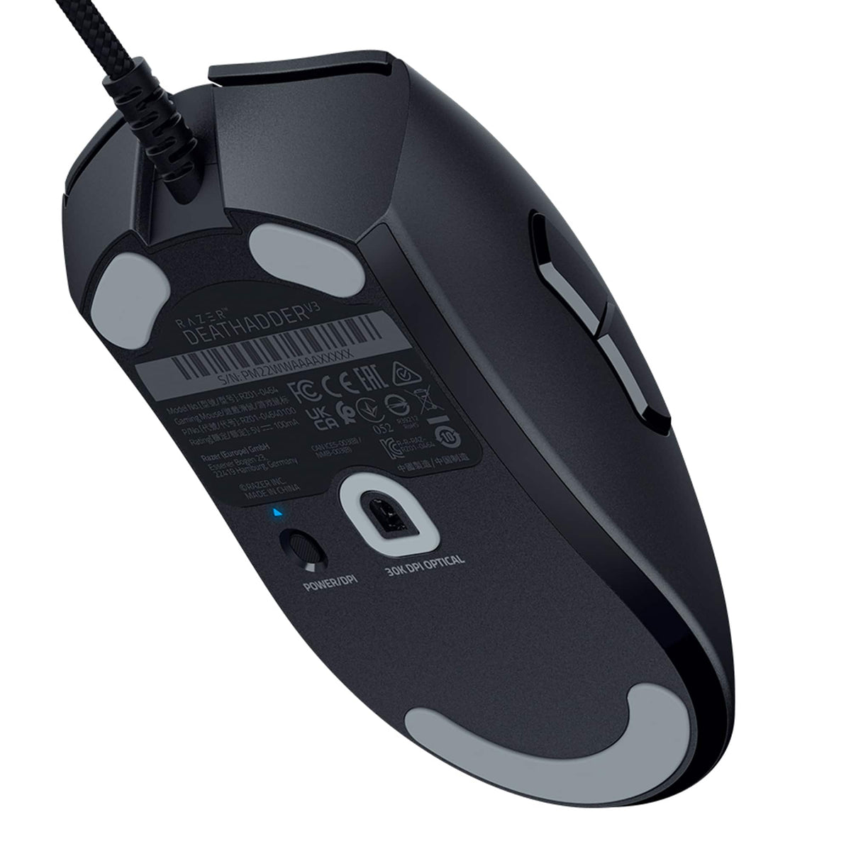 Razer - DeathAdder V3 Lightweight Optical Gaming Mouse with 8K Hz HyperPolling Technology - Wired - Black