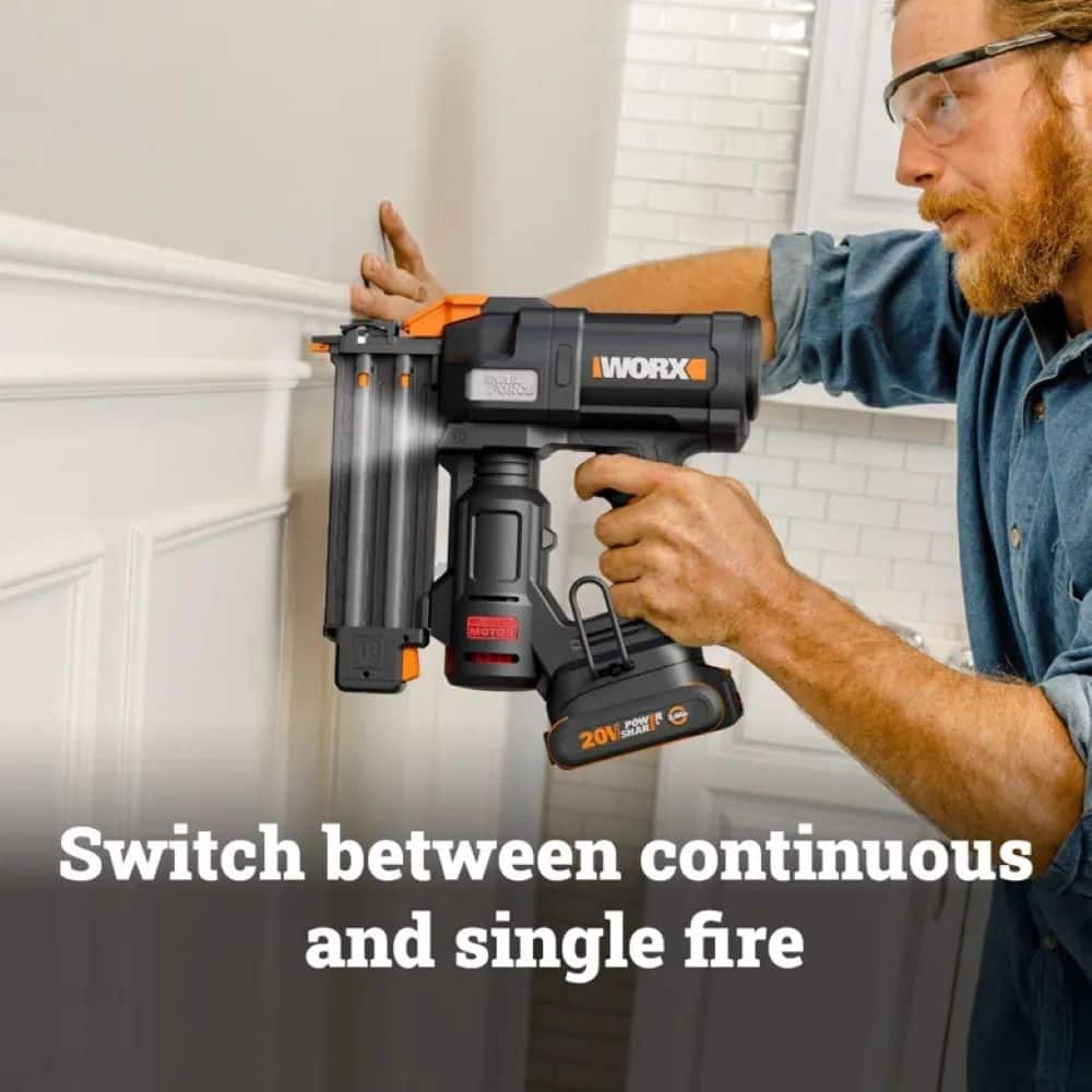 WORX - Nitro WX838L 20V PowerShare Cordless 18GA Brad Nailer (Battery & Charger Included) - Black