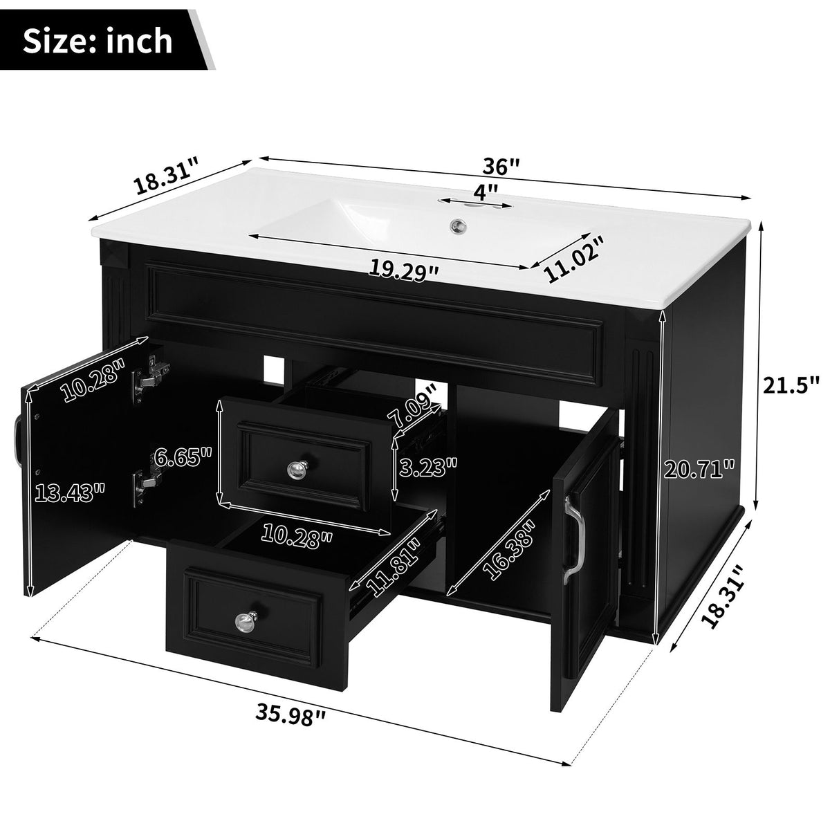 Gabinete de baño de estilo francés sencillo montado en la pared con lavabo