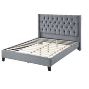Cama con cabecera capitoné de diamante moderna con ribete de tachuelas