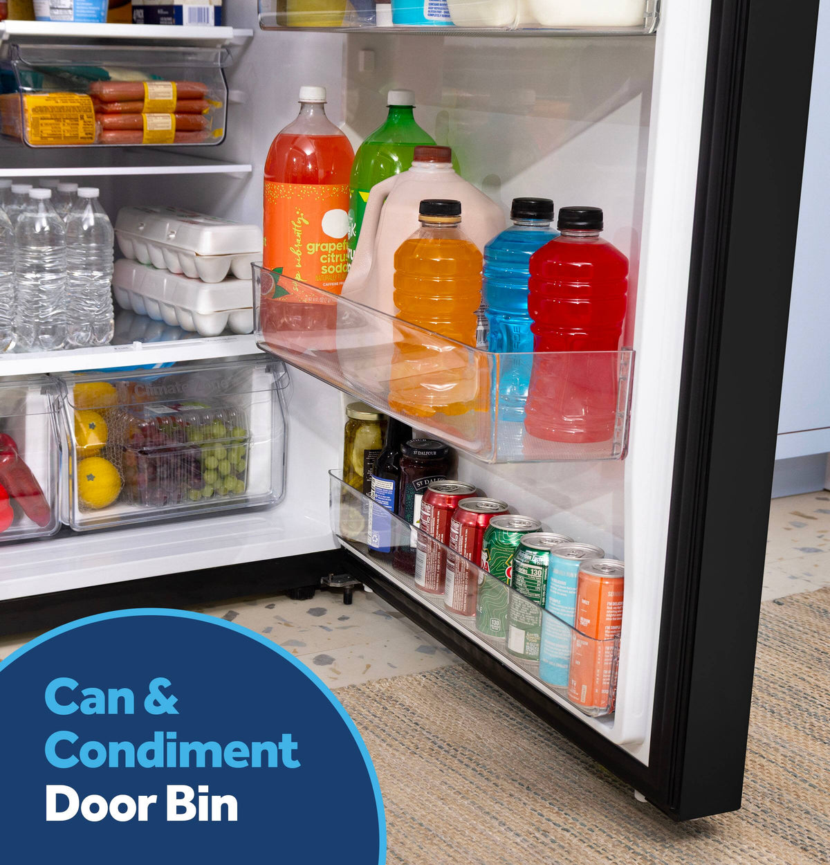 GE - 30 in. Wide 19 Cu. Ft. Freestanding Garage Ready Top Freezer Refrigerator with Bright LED Lighting - Black