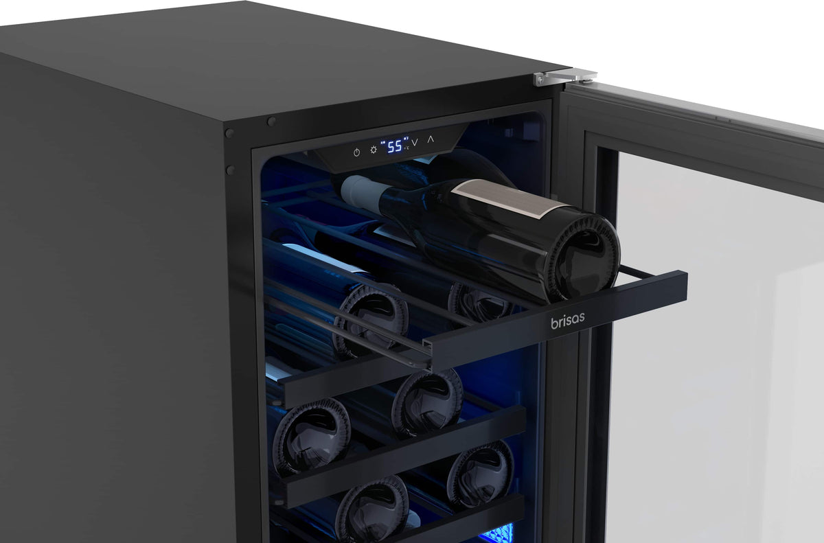 Zephyr - Brisas 15 in. 28-Bottle Single Zone Wine Cooler - Stainless Steel/Glass
