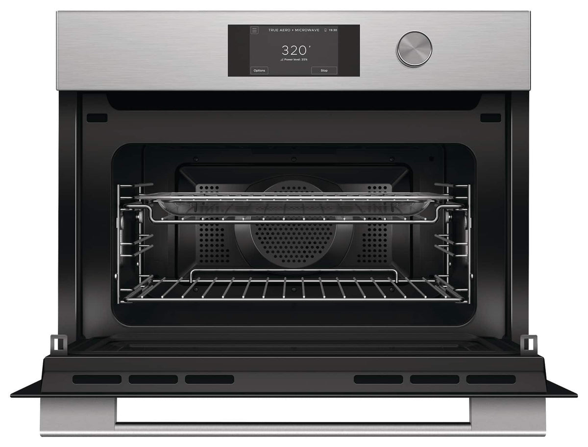 Fisher & Paykel - 24" 1.7 Cu Ft Built-in Convection Speed Oven, 5"Touchscreen w/Dial - Compact - Contemporary - Brushed Silver