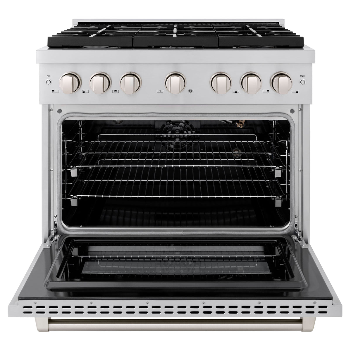 ZLINE - 36 in. Wide 6 Burner 5.2 cu. ft. Paramount Freestanding Gas Range Cooktop and Convection Gas Oven in Stainless Steel - Stainless Steel