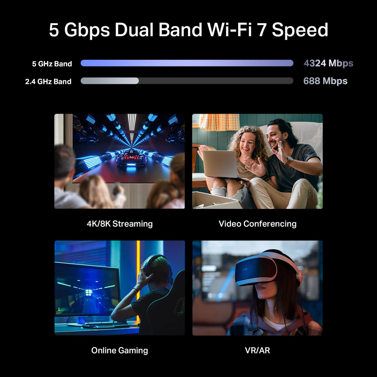 TP-Link - Archer BE5000 Dual-Band Wi-Fi 7 Router - Black