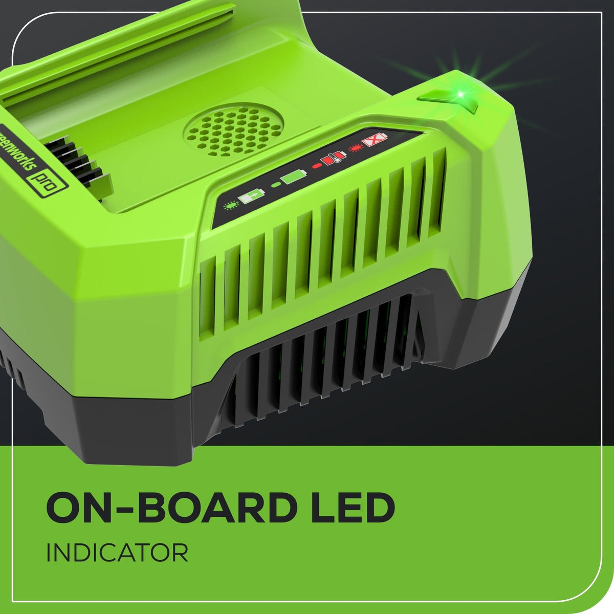 Greenworks - 80 Volt Pro Rapid Battery Charger - Black/Green