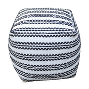 Lani - Handcrafted Fabric Pouf, Durable Cotton Square - Natural / Black
