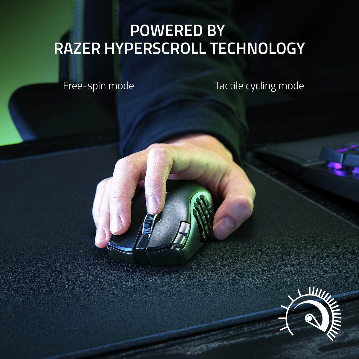 Razer - Naga V2 HyperSpeed MMO Optical Gaming Mouse with 19 Programmable Buttons - Wireless - Black