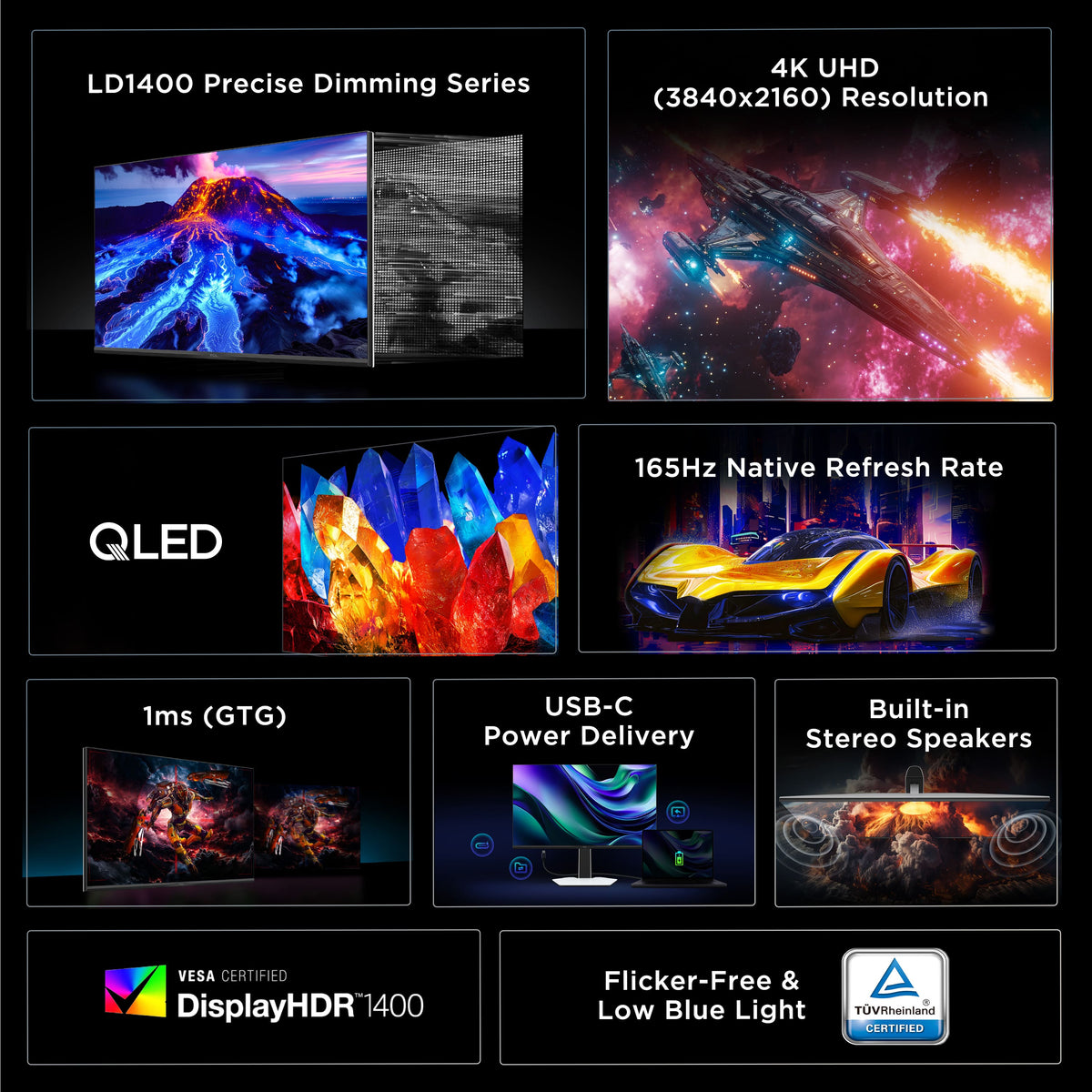 TCL - 32" R84 Series 4K UHD HDR QD-Mini LED Gaming Monitor - Black and White