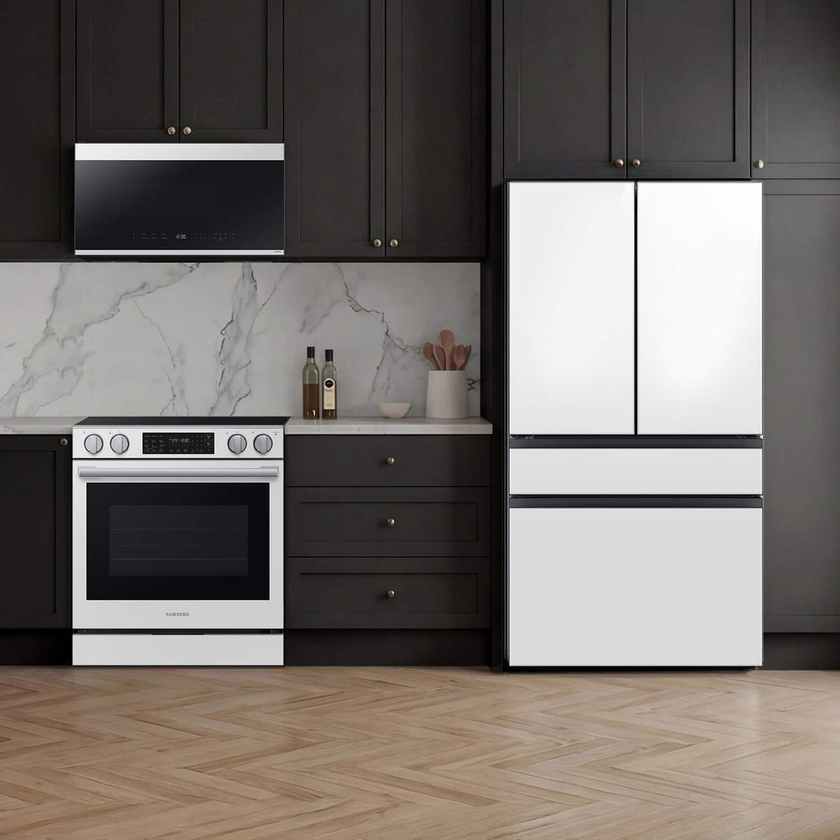 Samsung - 30 in. Wide 4 Burner 6.3 cu. ft. Bespoke Smart Slide-In Electric Range with No Preheat Air Fry Max and True Convection - Fingerprint Resistant White