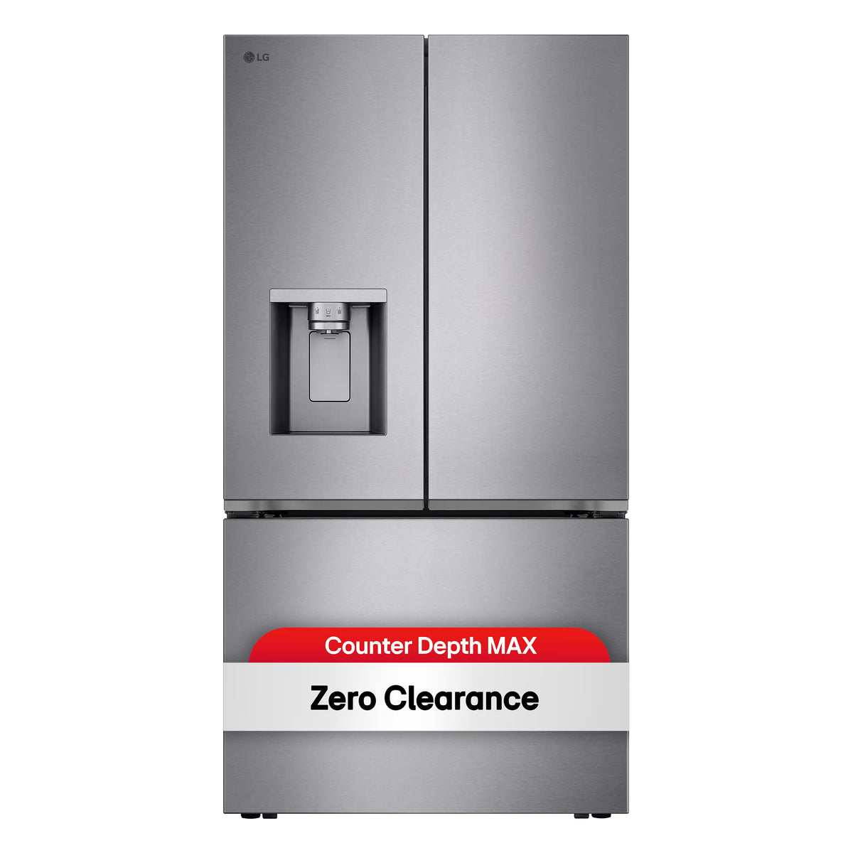 LG - 36-in Wide Counter-Depth MAX 23.7 Cu. Ft. 3-Door Smart French Door Refrigerator with Zero Clearance Hinge System - PrintProof Stainless Steel Look