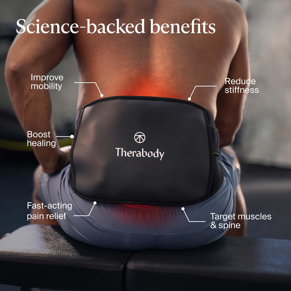 Therabody - ThermBack LED – 4-in-1 Back Wrap With Heat, Far infrared, Vibration and LED Light Therapies For Lower Back Pain Relief - Black