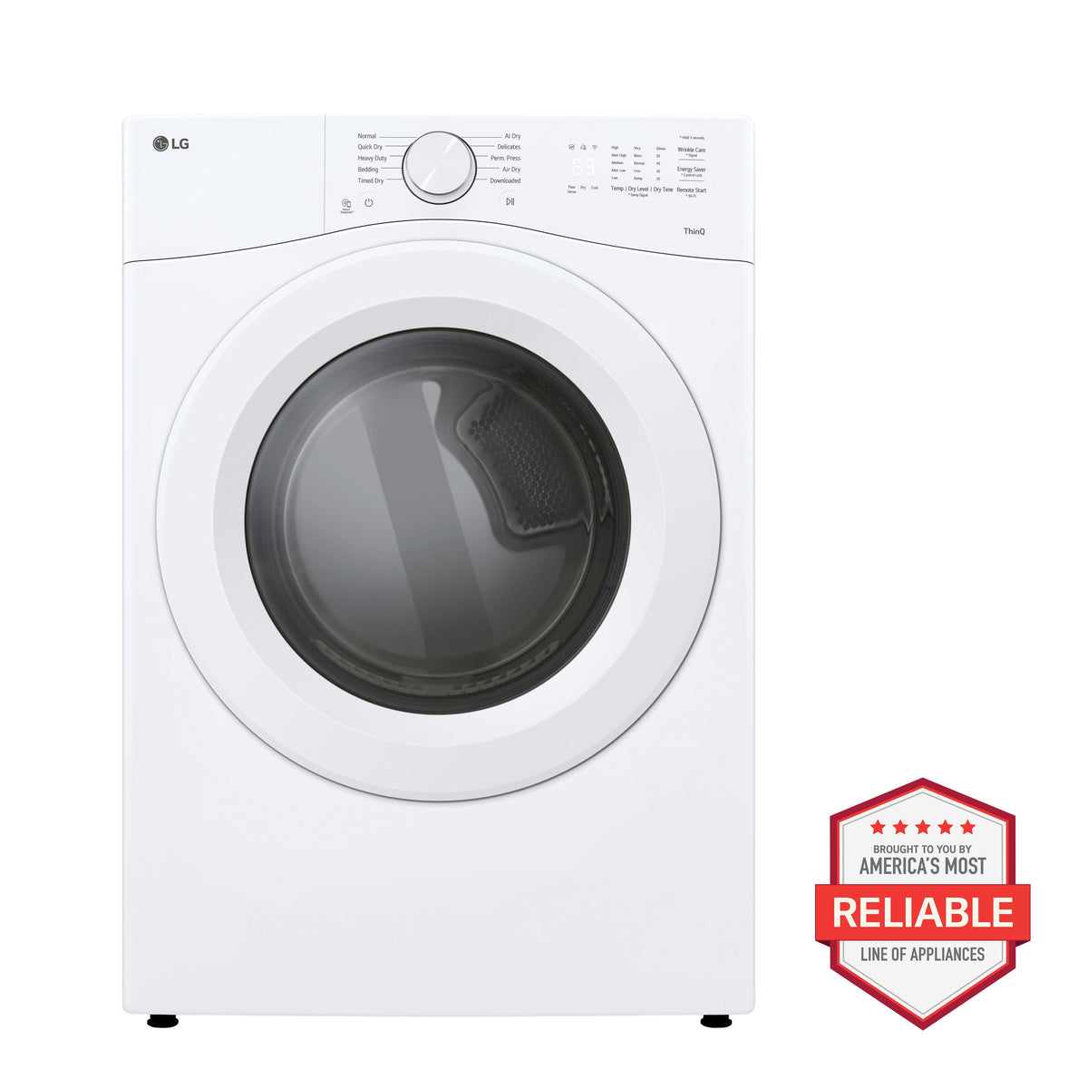 LG - 7.4 Cu. Ft. Ultra Large Stackable Smart Electric Dryer with AI Sensor Dry and LoDecibel Quiet Operation - White