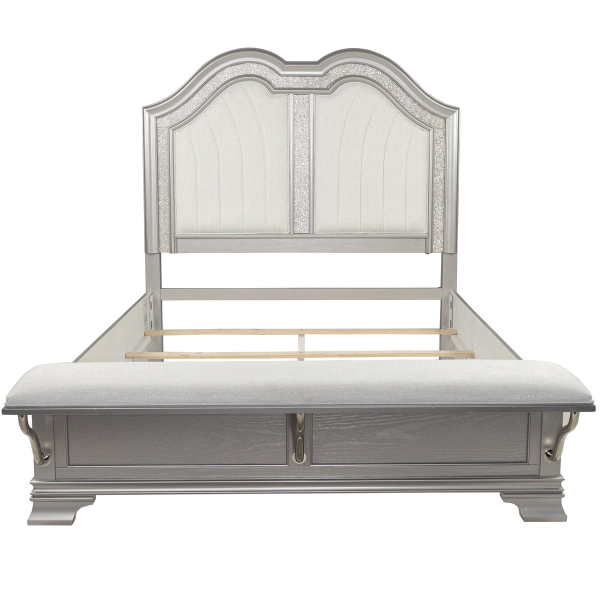 Juego de dormitorio de 3 piezas con cama elegante y 2 mesitas de noche