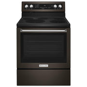 KitchenAid - 30 in. Wide 3 elements 6.4 cu. ft. Self-Cleaning Freestanding Electric Convection Range - Black Stainless Steel