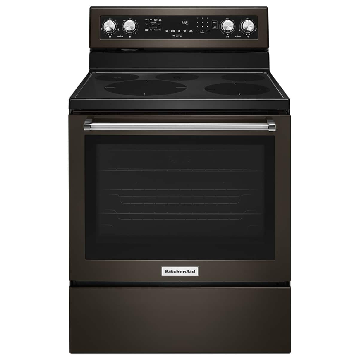 KitchenAid - 30 in. Wide 3 elements 6.4 cu. ft. Self-Cleaning Freestanding Electric Convection Range - Black Stainless Steel