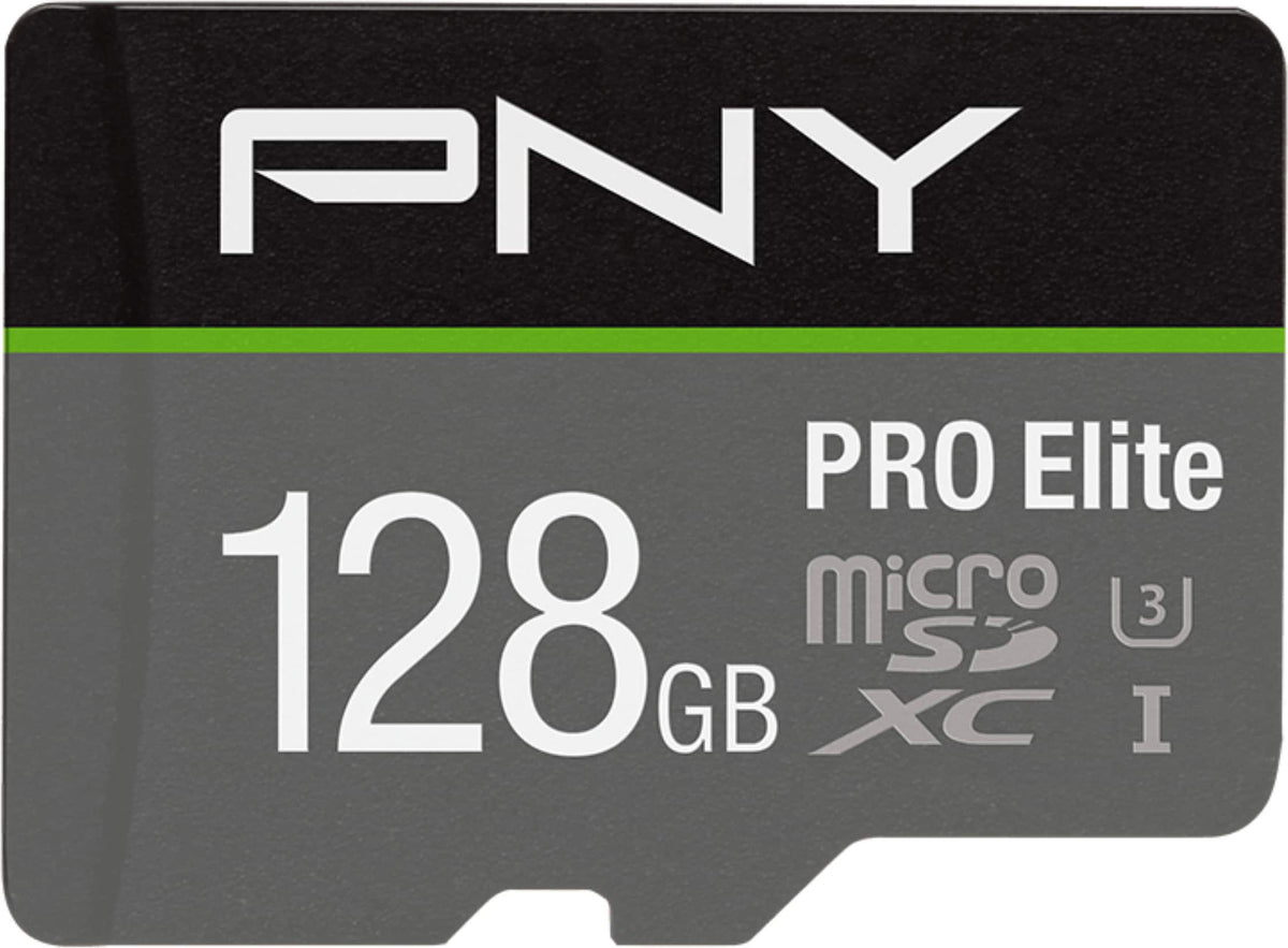 PNY - 128GB PRO Elite Class 10 U3 V30 A2 microSDXC Flash Memory Card