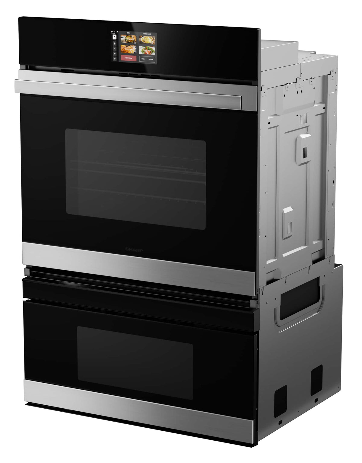 Sharp - 30 In Smart Convection Wall Oven and Microwave Drawer Combination for Single Cutout with Alexa Compatibility (SWB3085HS) - Stainless Steel