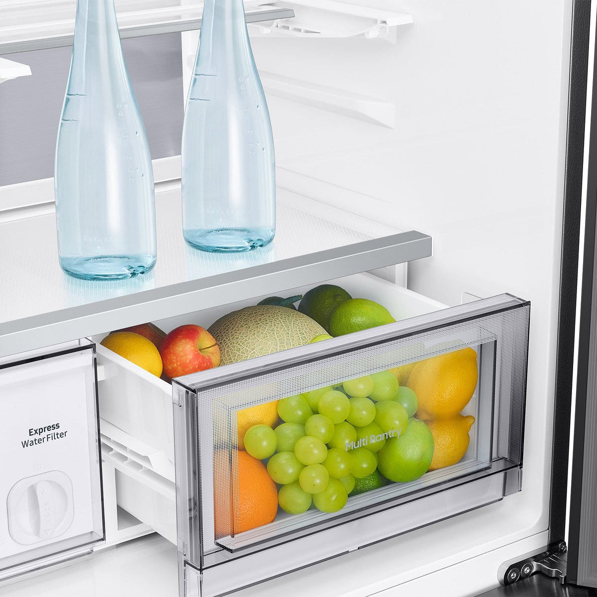 Samsung - 36 in. Wide Bespoke 23 cu. ft. Counter Depth 4-Door French Door Refrigerator with AI Hybrid Cooling - Stainless Steel