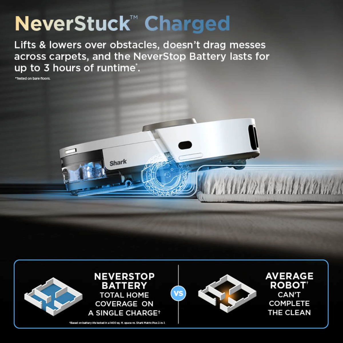 Shark - PowerDetect ThermaCharged Robot Vacuum & Mop 2-in-1, Heated Mop Sanitizing NeverTouch Pro Base - White