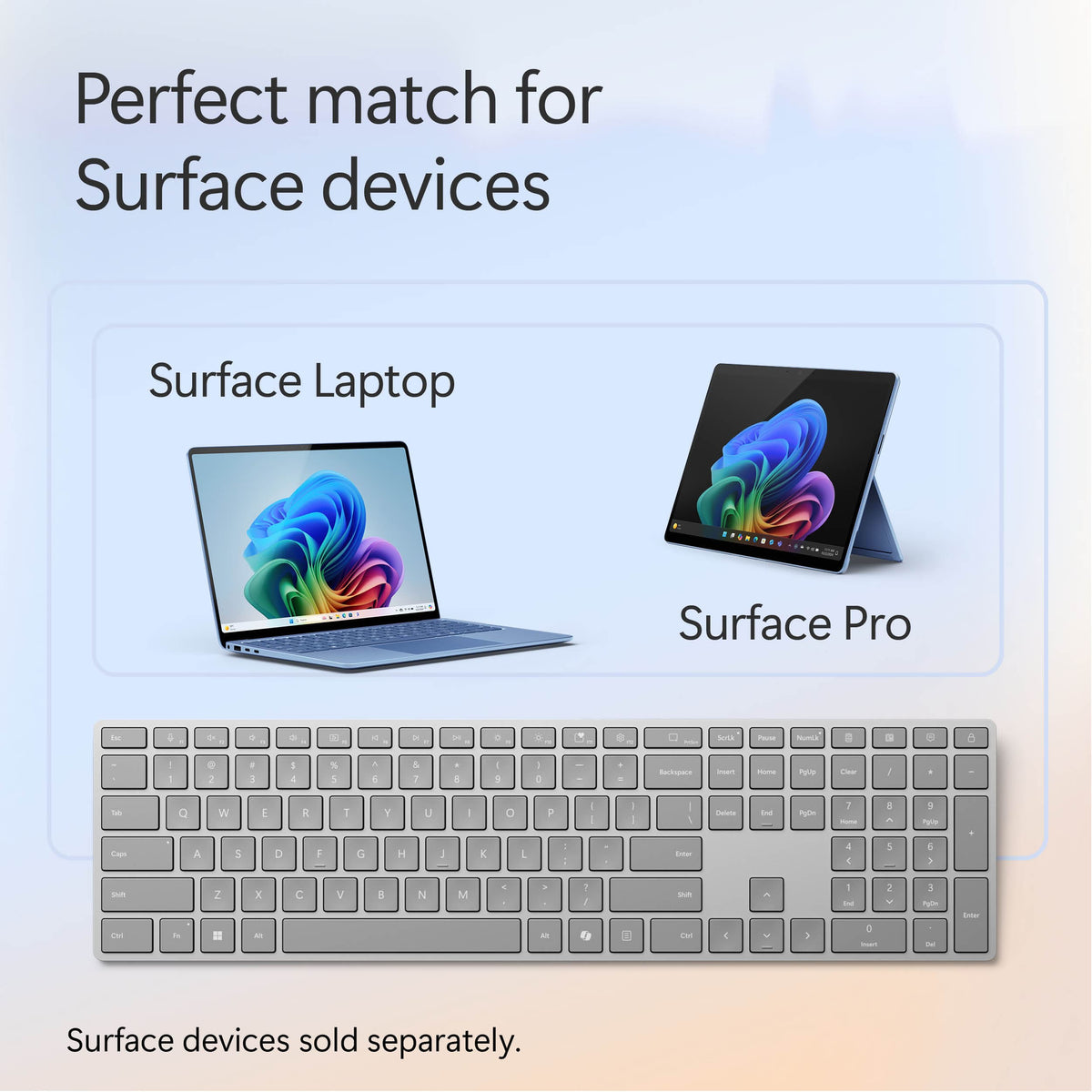 Microsoft - Surface Keyboard (2nd Edition) - Full-size Wireless Optical - Silver