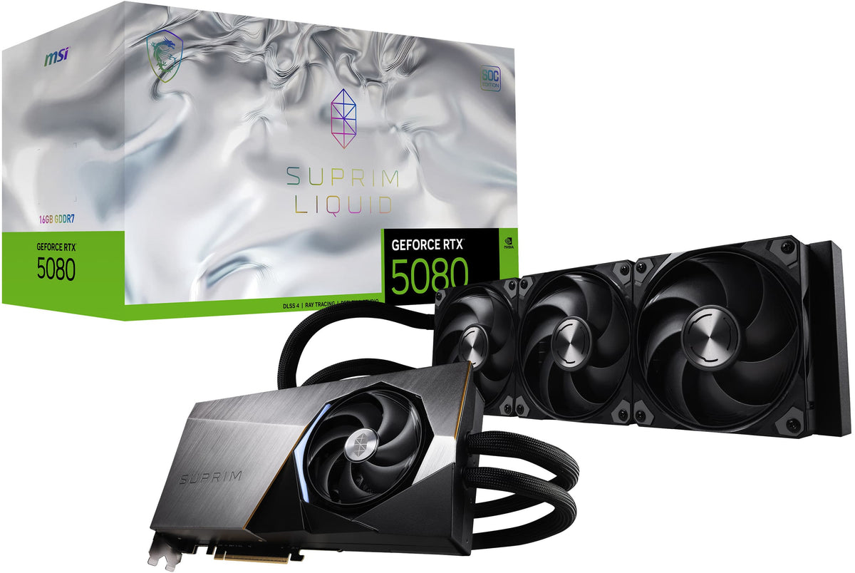 MSI - NVIDIA GeForce RTX 5080 16G SUPRIM LIQUID SOC 16GB GDDR7 PCI Express Gen 5 Graphics Card - Black