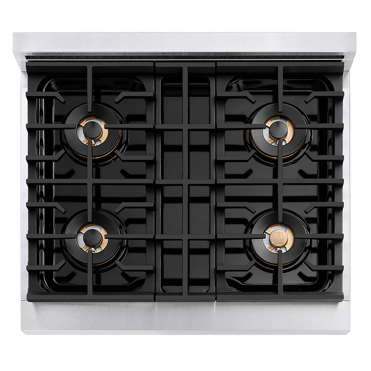 ZLINE - 30 in. Wide 4 Burner Autograph  Satin SteelParamount Built-In Gas Cooktop DuoPro and Black Accents (PSRTSZ-30-MB) - Stainless Steel