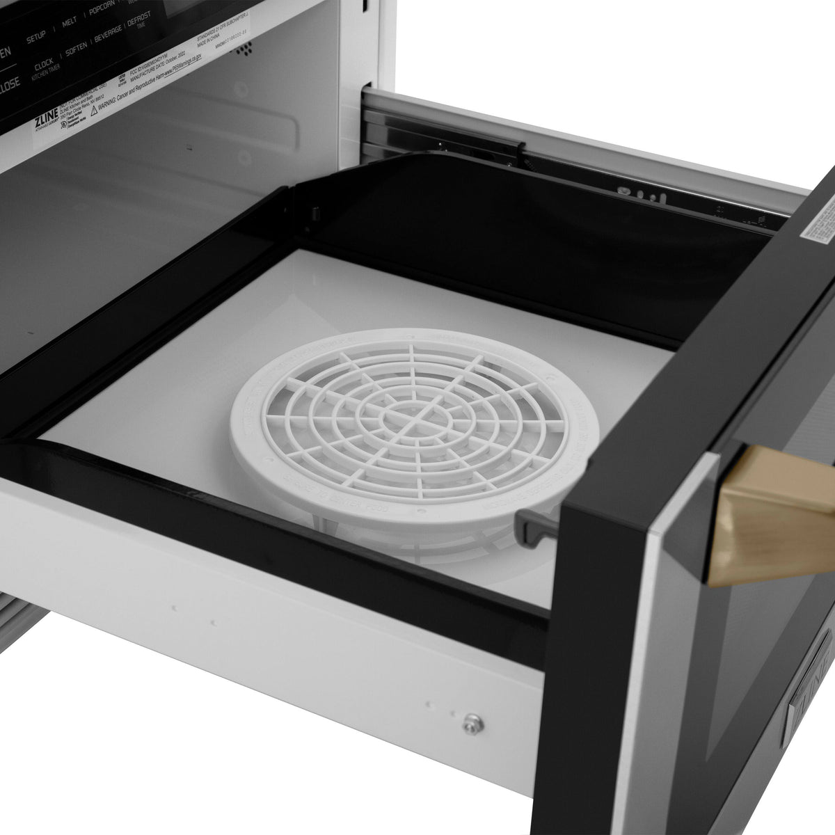 ZLINE - Autograph Edition 24 in. 1.2 cu. ft. Built-in Microwave Drawer - Stainless Steel and Champagne Bronze Accents