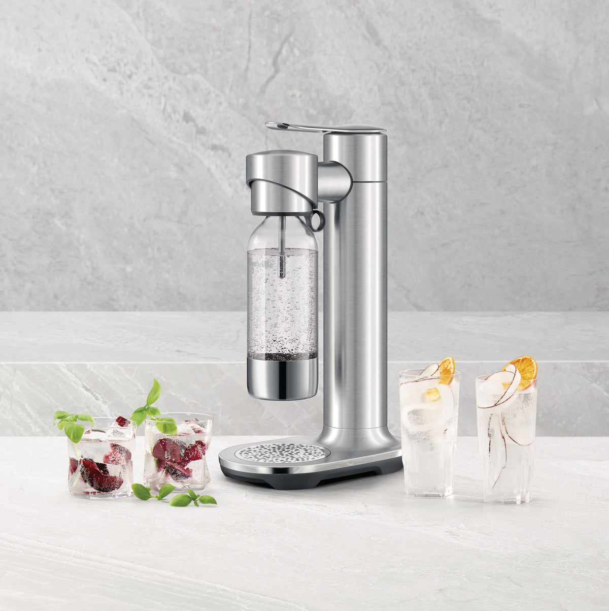 Breville - the InFizz Aqua Bundle w/CO2 - Brushed Stainless Steel