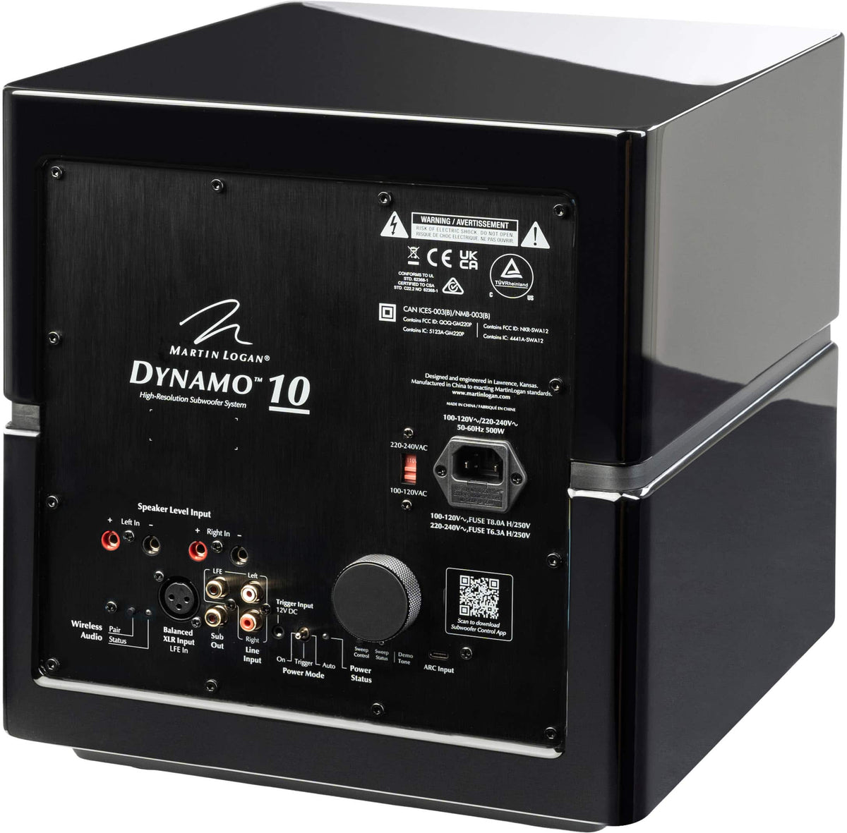MartinLogan - Dynamo 10, 10” Sealed, Powered Subwoofer, with Magnitude MT-1kW Amplifier, Sub Control App, and Wireless Built-In - Gloss Black