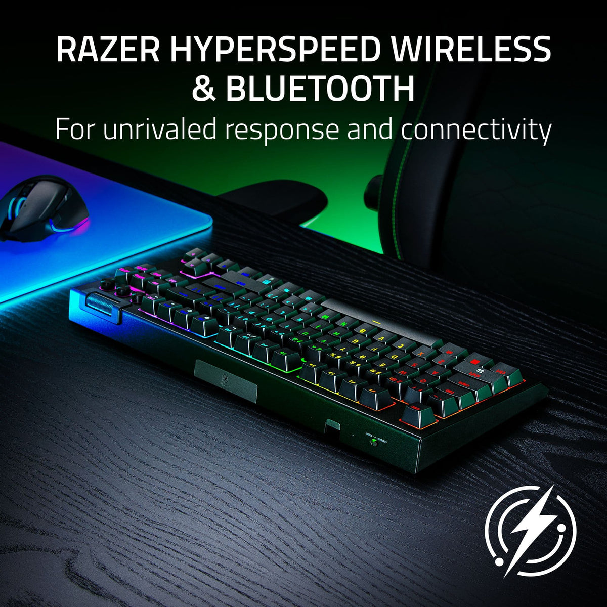 Razer - BlackWidow V4 TKL HyperSpeed Wireless Mechanical Orange Switch Gaming Keyboard with Hot-Swappable Design - Black