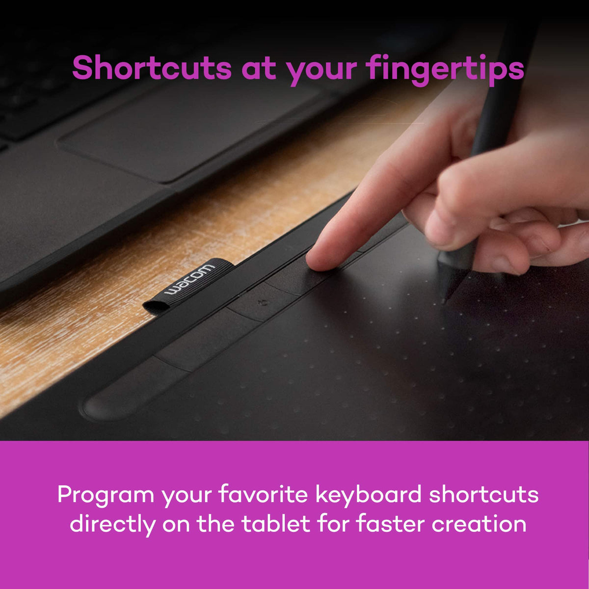 Wacom - Intuos Medium Bluetooth Graphics Drawing Tablet, Includes Training & Software; Works w/ Chromebook Mac Android & Windows - Black