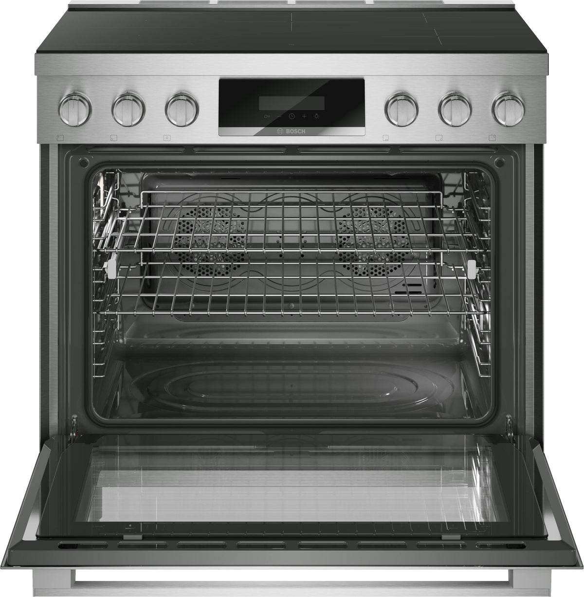 Bosch - 800 Series 36 in. Wide 5.4 Cu. Ft. Industrial Style Electric Induction Range with 5 Elements - Stainless Steel